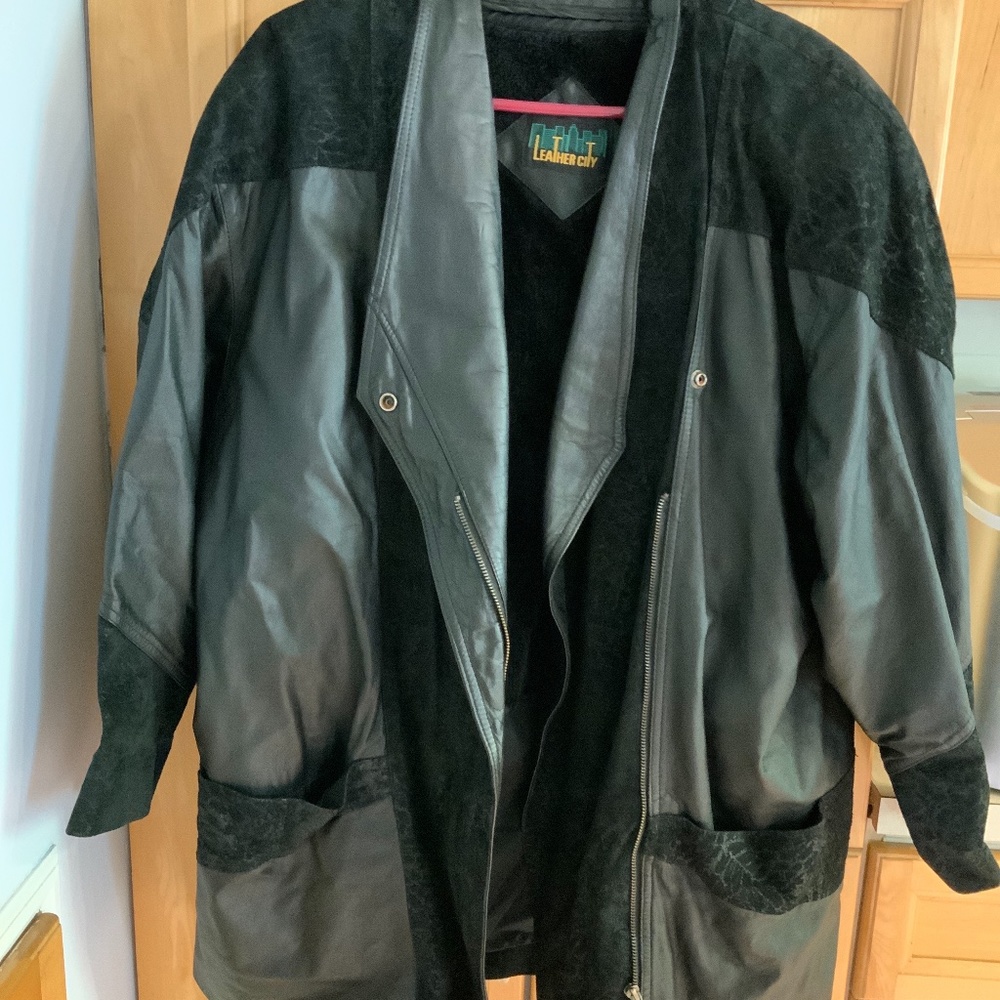 Vintage Leather Coat with Removable Vest